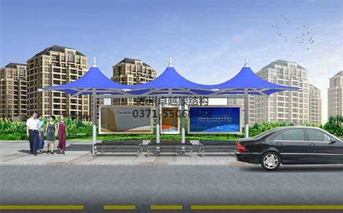 公交站臺膜結(jié)構(gòu)雨棚/遮陽棚設(shè)計(jì)效果圖