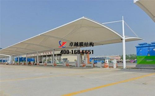 安陽膜結(jié)構充電站樁車棚【安陽鋼鐵股份有限公司等】工程設計施工案例