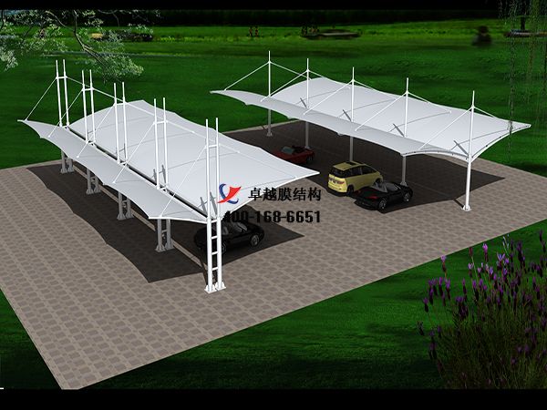  衡陽<font color='red'>膜結(jié)構(gòu)車棚</font>【衡陽弘湘國有投資集團(tuán)有限公司-停車棚】工程實例