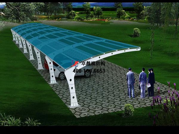  郴州<font color='red'>膜結(jié)構(gòu)車棚</font>【湖南郴州糧油機(jī)械有限公司-停車棚】工程實例