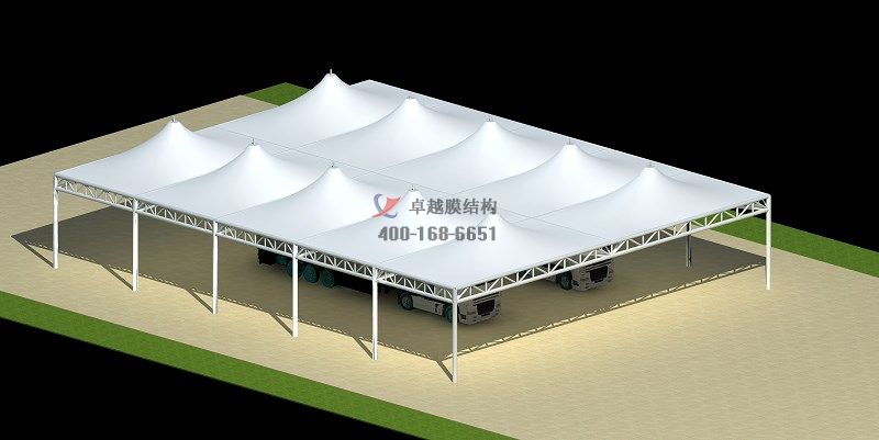    湘潭市<font color='red'>膜結(jié)構(gòu)停車棚</font>【湘潭無(wú)線電有限責(zé)任公司停車棚】設(shè)計(jì)施工案例