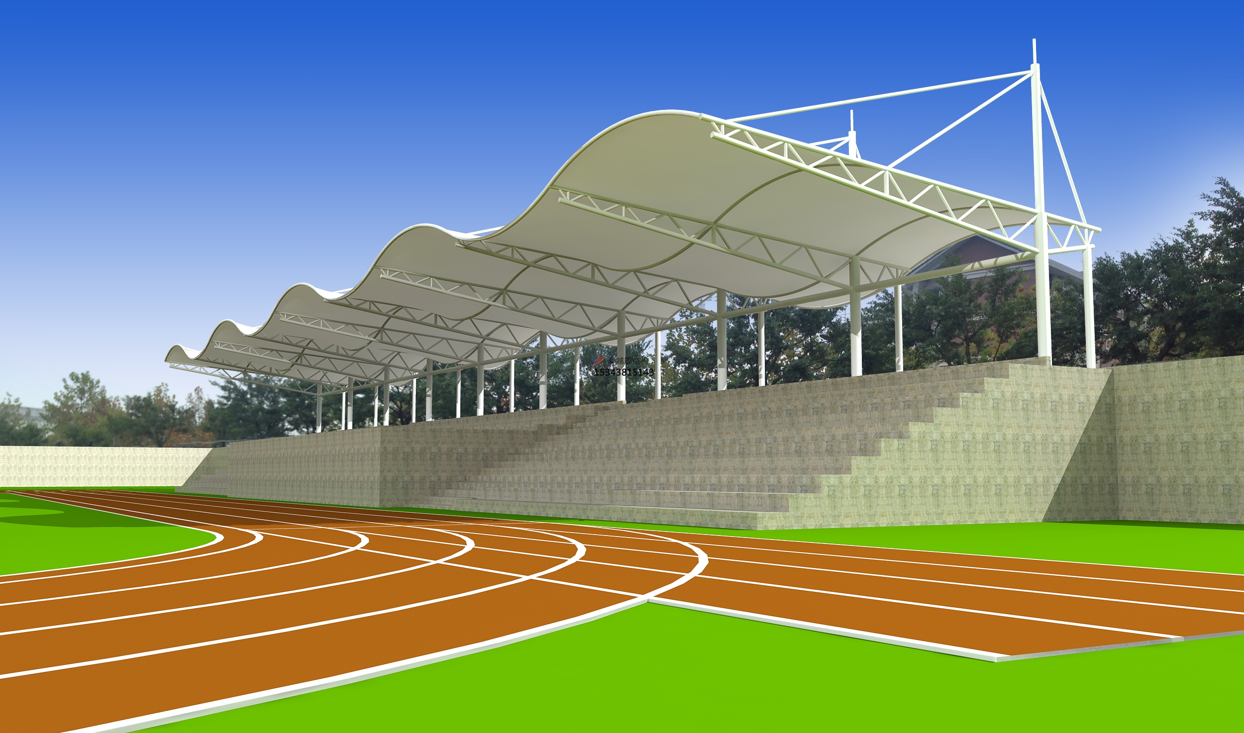 運(yùn)城聞喜體育公園膜結(jié)構(gòu)【看臺雨棚】門球場案例