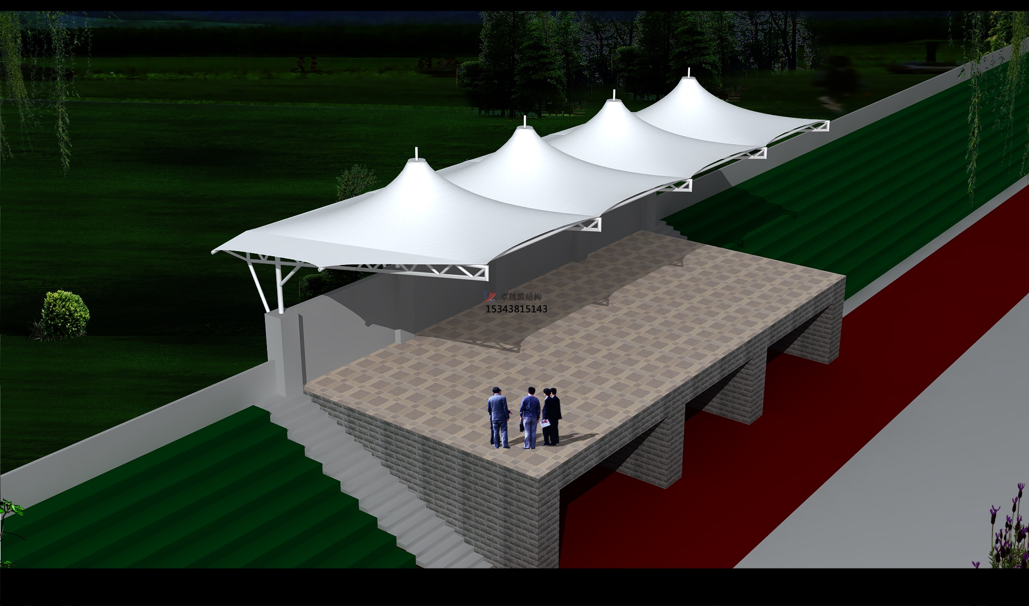 祁東體育公園膜結(jié)構(gòu)【看臺(tái)雨棚】門球場案例