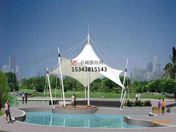新鄉(xiāng)商業(yè)廣場(chǎng)<font color='red'>張拉膜結(jié)構(gòu)</font>景觀棚/雨棚設(shè)計(jì)搭建