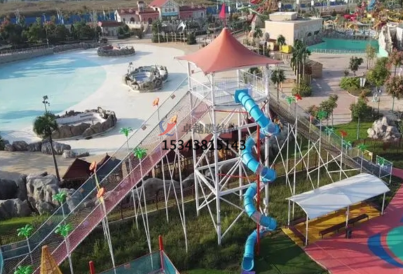 三門峽彩虹滑道游樂設備紅色遮陽棚結構設計生產(chǎn)